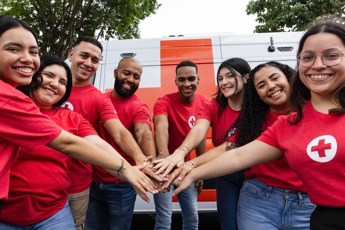 Diverse volunteers working together at a community nonprofit event